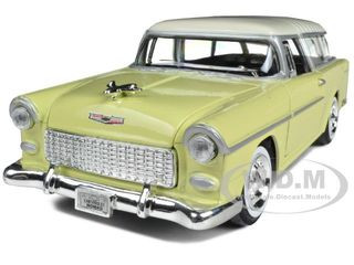 1955 Chevrolet Bel Air Nomad Yellow with White Top 1/24 Diecast Model Car by Motormax diecast model
