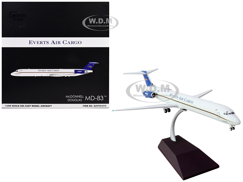 McDonnell Douglas MD-88 Commercial Aircraft "Everts Air Cargo" (N965CE) White with Blue Tail "Gemini 200" Series 1/200 Diecast Model Airplane by GeminiJets diecast model