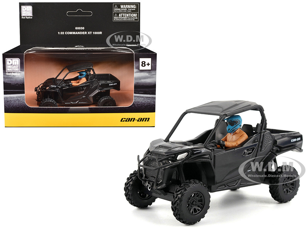 Can-Am Commander XT 1000R Matt Black with Driver Figure 1/32 Diecast Model by BRP Models diecast model