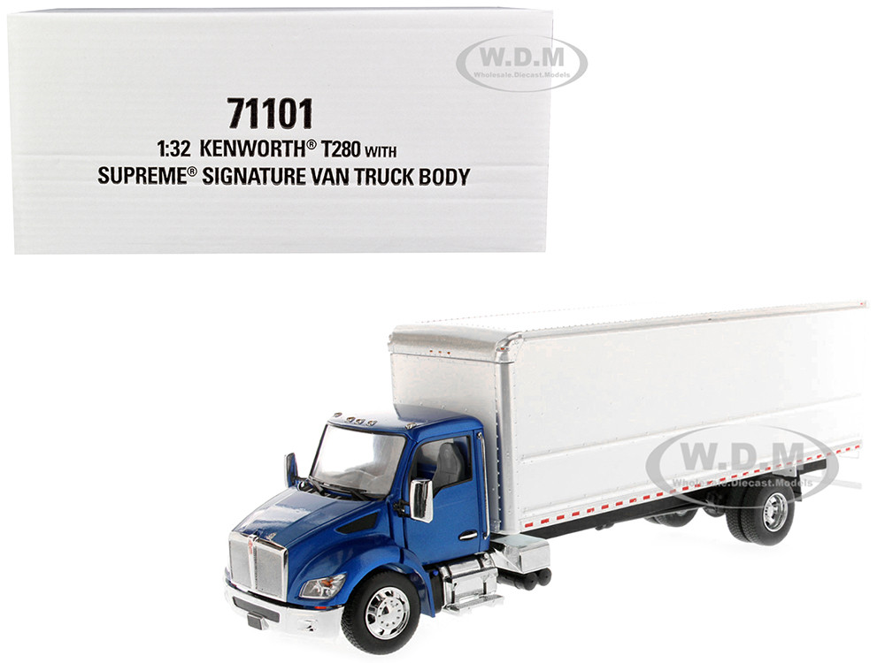 Kenworth T280 with Supreme Signature Van Truck Body Blue and White "Transport Series" 1/32 Diecast Model by Diecast Masters diecast model