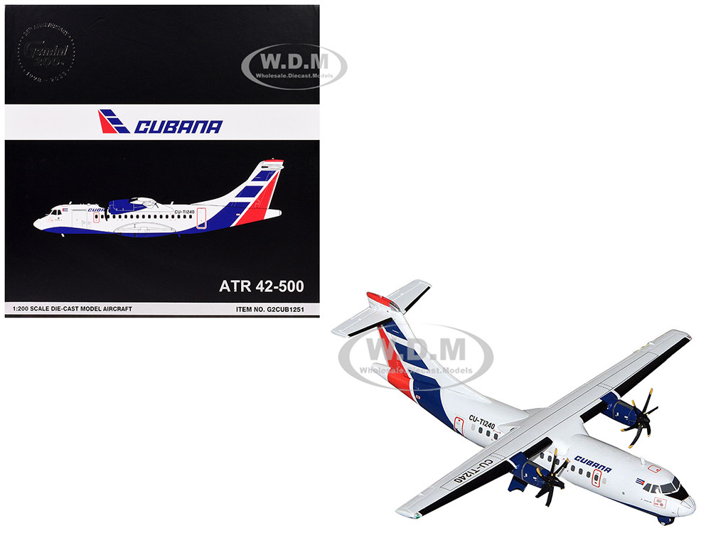 ATR 42-500 Commercial Aircraft "Cubana" (CU-T1240) White with Blue and Red Tail "Gemini 200" Series 1/200 Diecast Model Airplane by GeminiJets diecast model