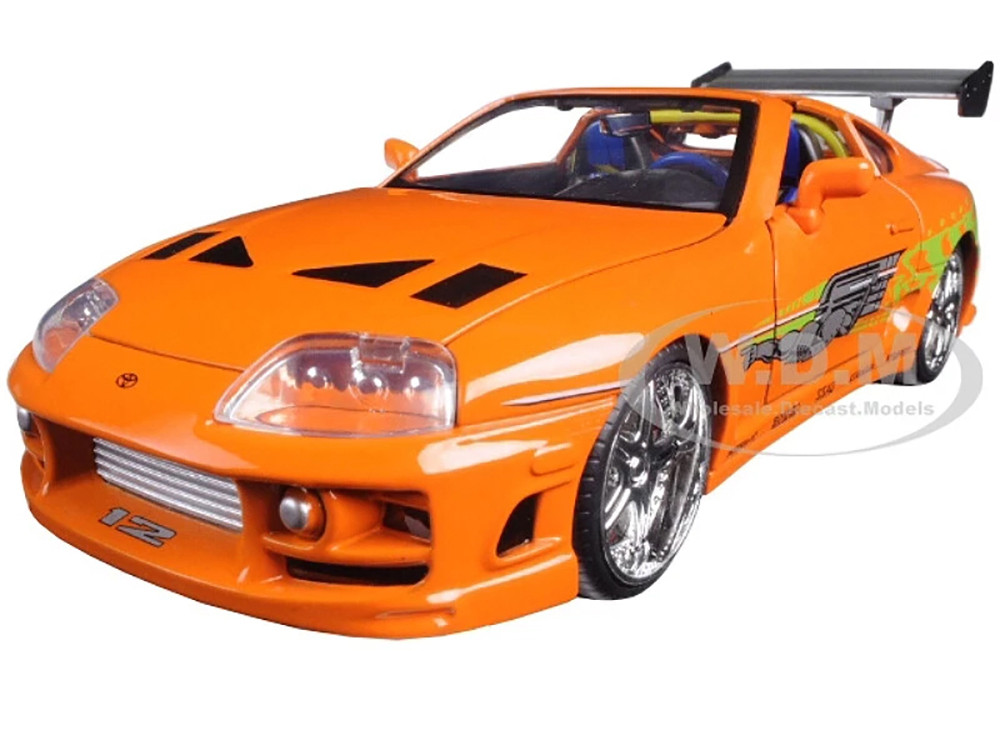 Brian's Toyota Supra Orange with Graphics "Fast & Furious 25th Anniversary" Series 1/24 Diecast Model Car by Jada diecast model