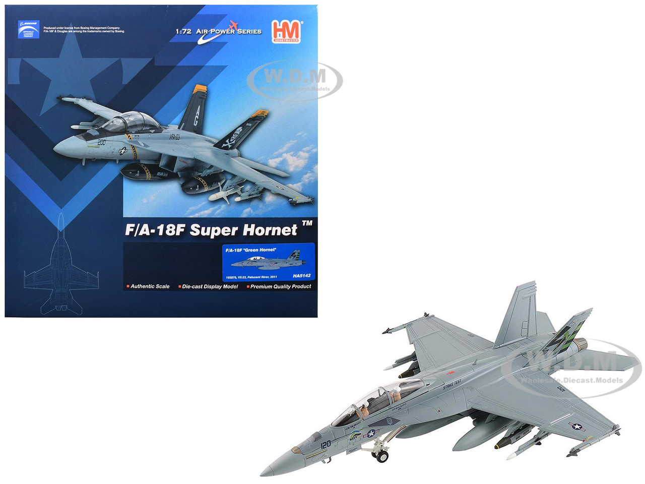 Boeing F/A-18F Super Hornet Fighter Aircraft "165875, Green Hornet, VX-23 Salty Dogs, NAS Patuxent River" (2011) United States Navy "Air Power Series" 1/72 Diecast Model by Hobby Master diecast model