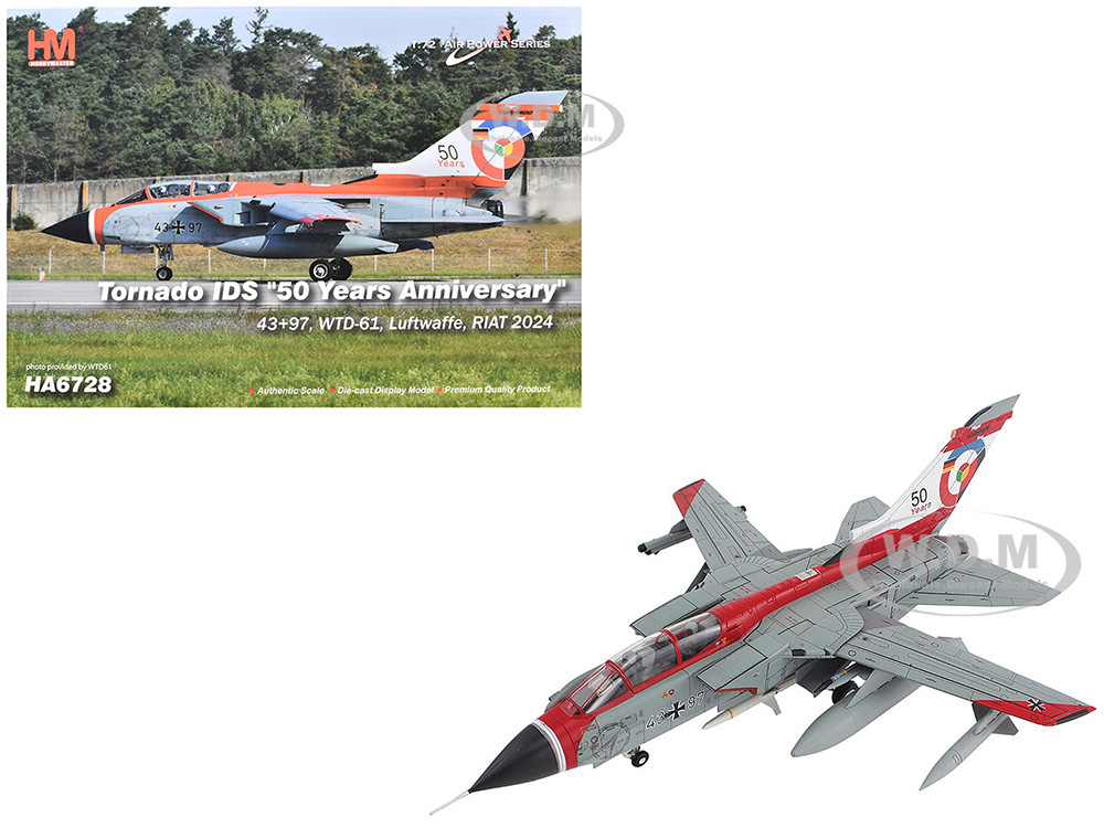 Panavia Tornado IDS Aircraft "43+97, WTD-61, 50 Years, Royal International Air Tattoo" (2024) German Luftwaffe "Air Power Series" 1/72 Diecast Model by Hobby Master diecast model