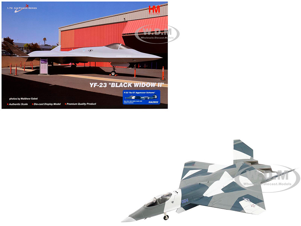 Northrop F-23 Black Widow II Stealth Fighter Aircraft "Blue 054, Su-57 Aggressor What If Scheme, 65th AGRS, Nellis AFB" United States Air Force "Air Power Series" 1/72 Diecast Model by Hobby Master diecast model