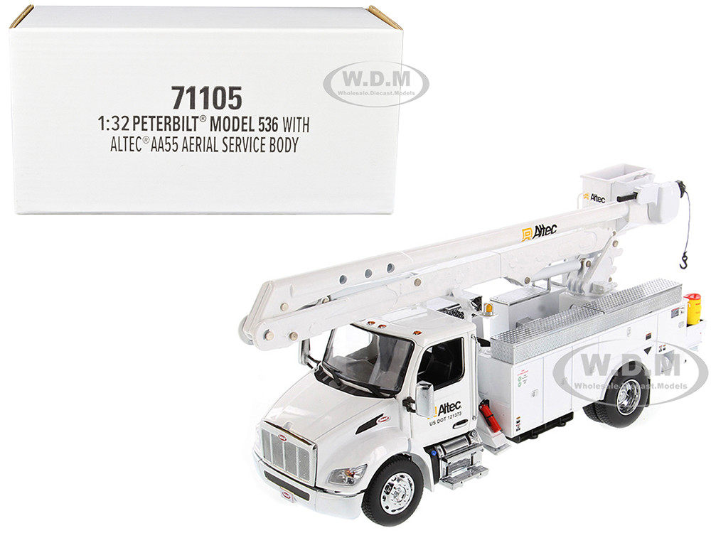 Peterbilt 536 Truck with Altec AA55 Aerial Service Body White "Transport Series" 1/32 Diecast Model by Diecast Masters diecast model