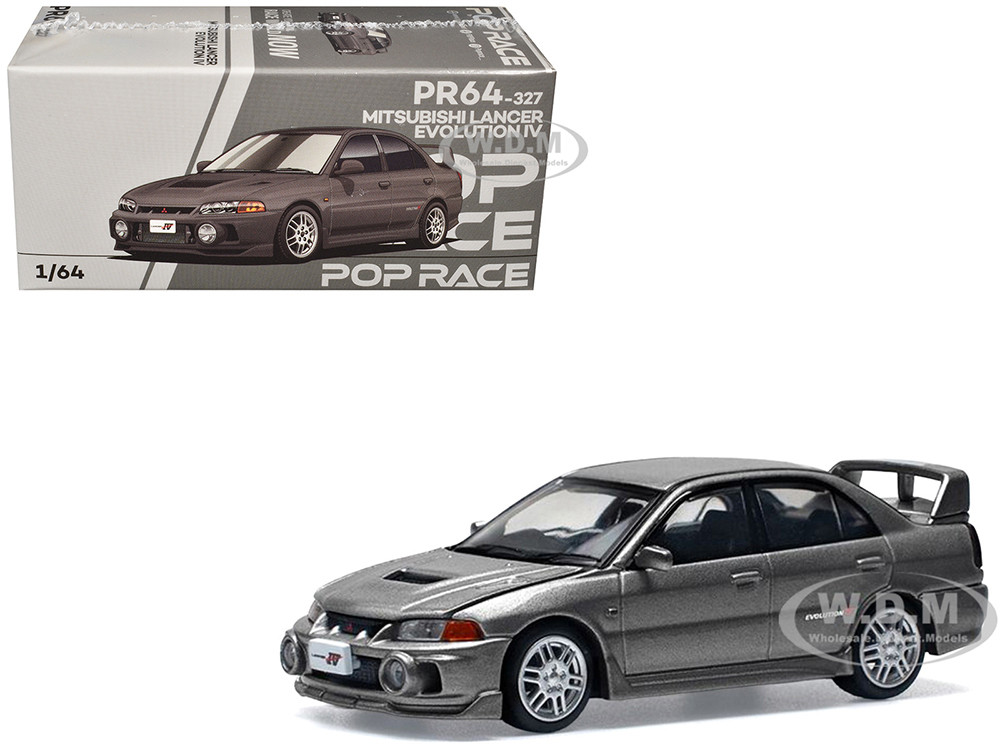Mitsubishi Lancer Evolution IV RHD (Right Hand Drive) Dark Gray Metallic 1/64 Diecast Model Car by Pop Race diecast model