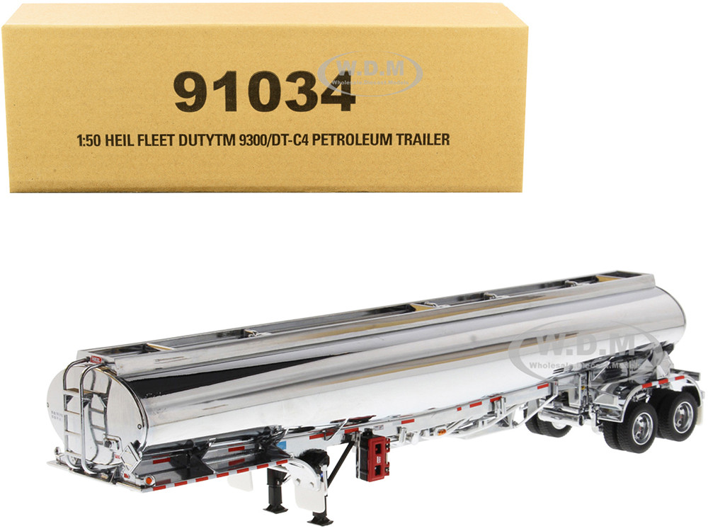 Heil Fleet Duty TM 9300/DT-C4 Petroleum Tanker Trailer Chrome "Transport Series" 1/50 Diecast Model by Diecast Masters diecast model