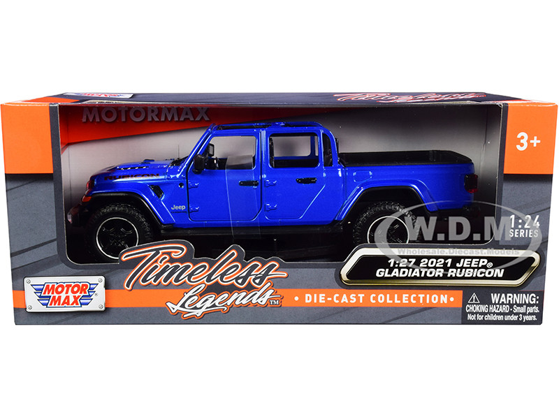 2021 Jeep Gladiator Rubicon (Open Top) Pickup Truck Blue 1/24-1/27 Diecast Model Car by Motormax diecast model