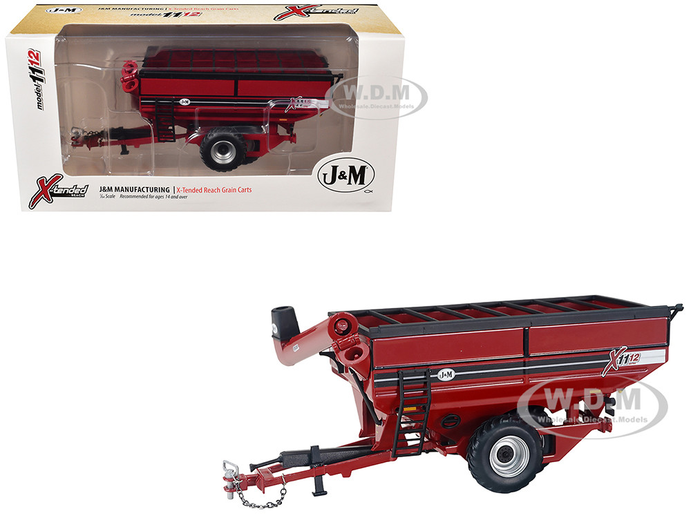 J&M 1112 X-Tended Reach Grain Cart with Dual Wheels Red 1/64 Diecast Model by SpecCast diecast model