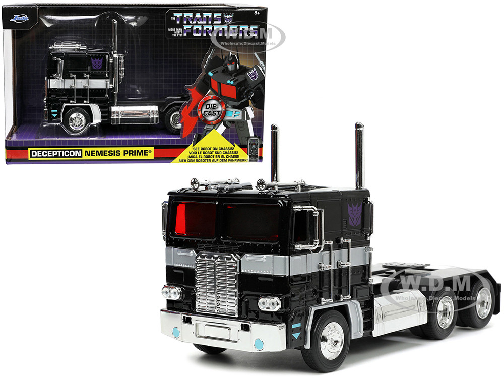 Decepticon Nemesis Prime with Robot on Chassis "Transformers" TV Series "Hollywood Rides" Series 1/24 Diecast Model by Jada diecast model