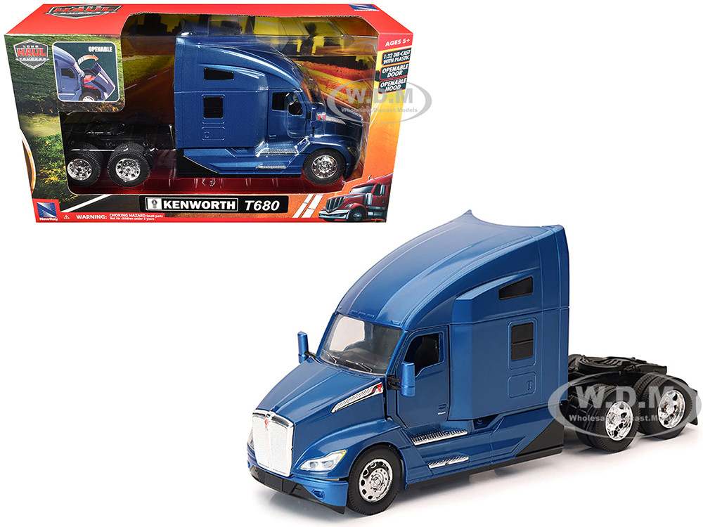 Kenworth T680 Truck Tractor Blue Metallic "Long Haul Truckers" Series 1/32 Diecast Model by New Ray diecast model