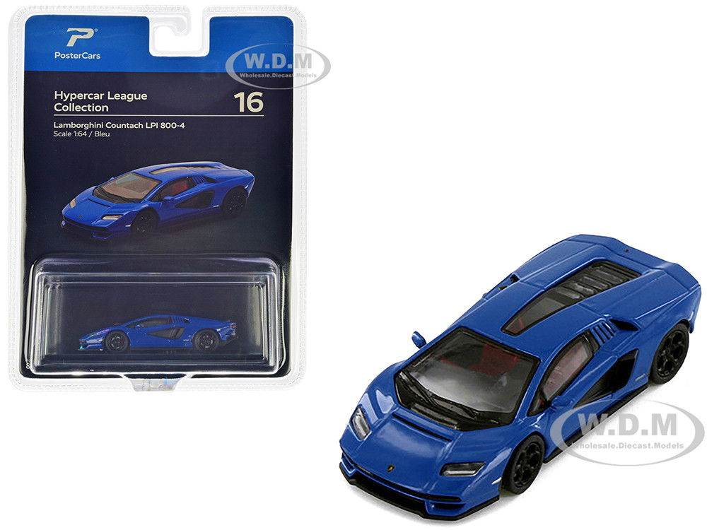 Lamborghini Countach LPI 800-4 Blue "Hypercar League Collection" 1/64 Diecast Model Car by PosterCars diecast model