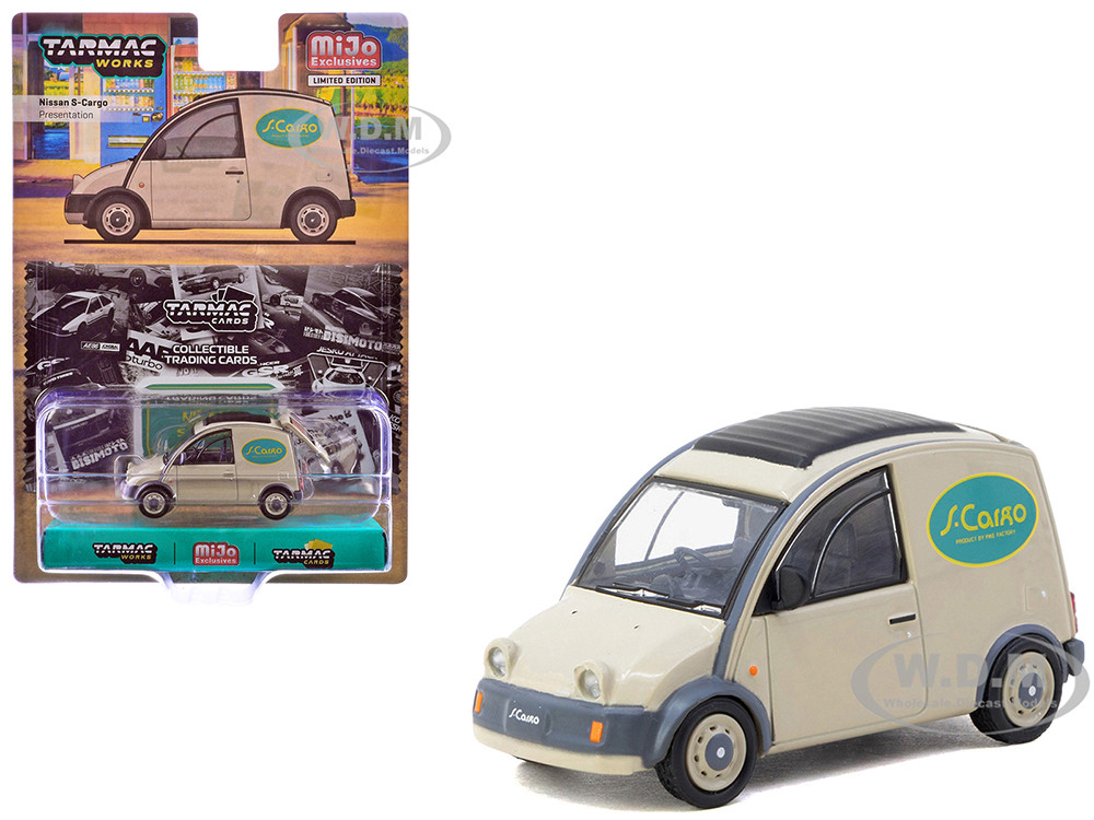Nissan S-Cargo Van RHD (Right Hand Drive) "Presentation" Beige with Tarmac Cards "Global64" Series 1/64 Diecast Model by Tarmac Works diecast model
