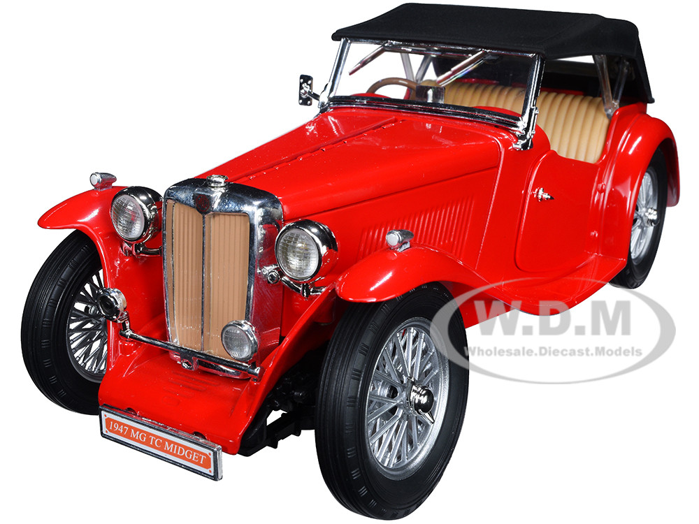 1947 MG TC Midget Red 1/18 Diecast Model Car by Road Signature diecast model