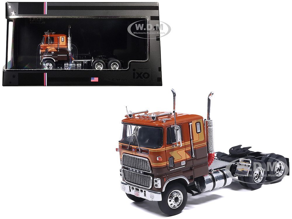 1976 Ford CL 9000 Truck Tractor Brown Two-Tone with Graphics 1/64 Diecast Model by IXO Models diecast model