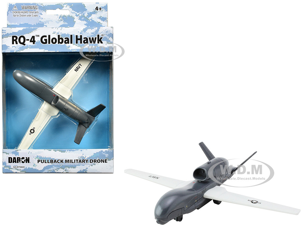 Northrop Grumman RQ-4 Global Hawk Military Drone "United States Navy" Gray and White Diecast Model Airplane by Daron diecast model