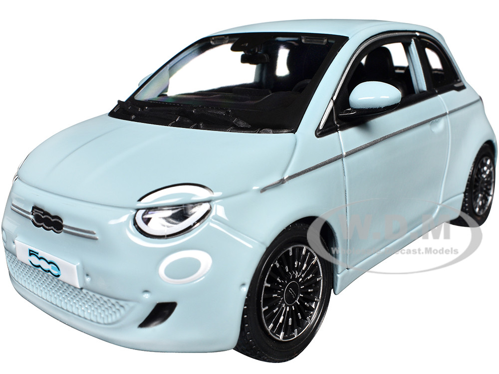 2023 Fiat 500e Light Blue 1/24 Diecast Model Car by Bburago diecast model