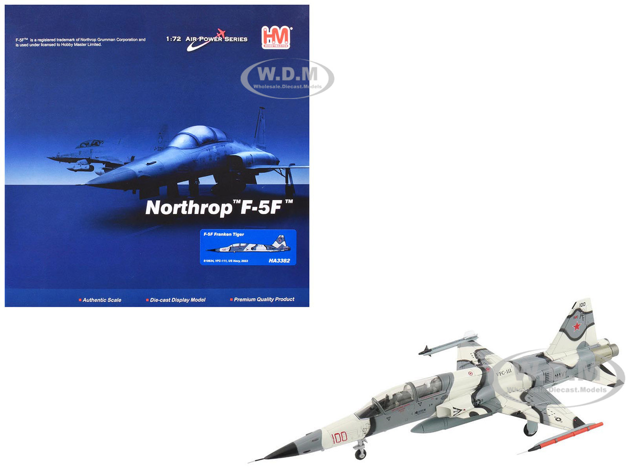 Northrop F-5F Tiger II Aircraft "810834, Franken Tiger, VFC-111 Sundowners" (2023) United States Navy "Air Power Series" 1/72 Diecast Model by Hobby Master diecast model