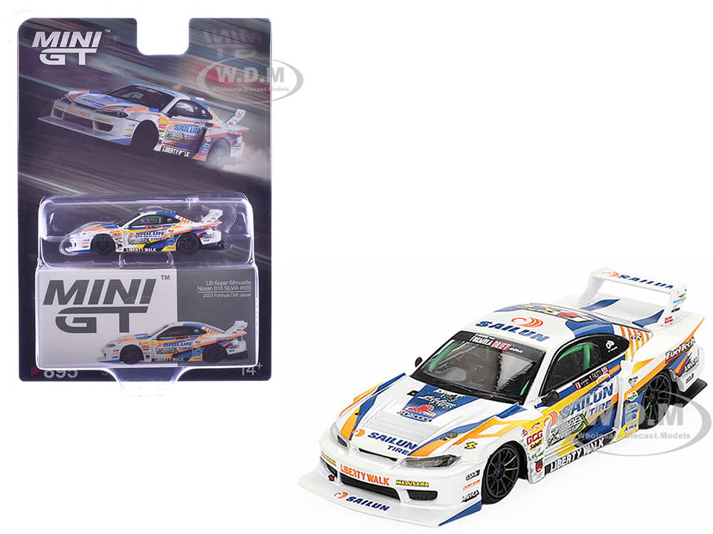 Nissan "LB-Super Silhouette" S15 SILVIA RHD (Right Hand Drive) #555 Yukio Fausto "Formula Drift Japan" (2023) Limited Edition 1/64 Diecast Model Car by Mini GT diecast model