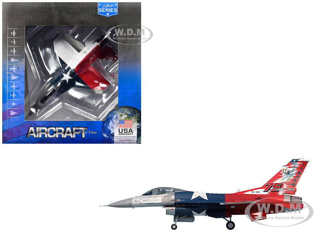 Lockheed F-16C Fighting Falcon Fighter Aircraft "301st FW, 457th FS Spads 75th Anniversary" (2019) United States Air Force "Collector Series" 1/100 Diecast Model by Air Force 1 diecast model