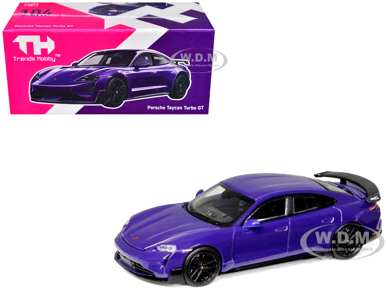 Porsche Taycan Turbo GT Purple 1/64 Diecast Model Car by Trends Hobby diecast model