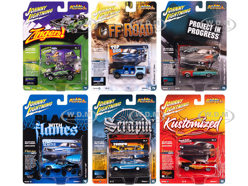 "Street Freaks" 2025 Release 1 Set B of 6 Cars 1/64 Diecast Model Cars by Johnny Lightning diecast model
