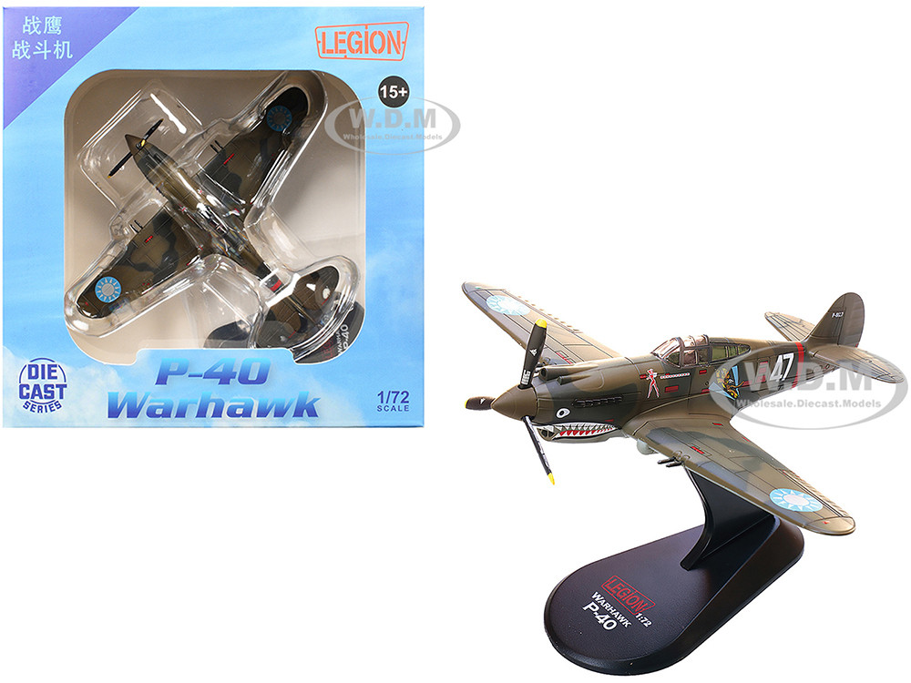 Curtiss P-40B/C Warhawk Fighter Aircraft "White 47, Robert T. Smith, 3rd Squadron, Hell's Angels, Chinese Air Force, Burma" (1942) 1st American Volunteer Group 1/72 Diecast Model Airplane by Legion diecast model