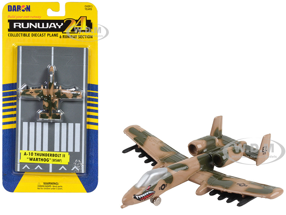 Fairchild Republic A-10 Thunderbolt II "Warthog" Attack Aircraft Camouflage "United States Air Force" with Runway Section Diecast Model Airplane by Runway24 diecast model