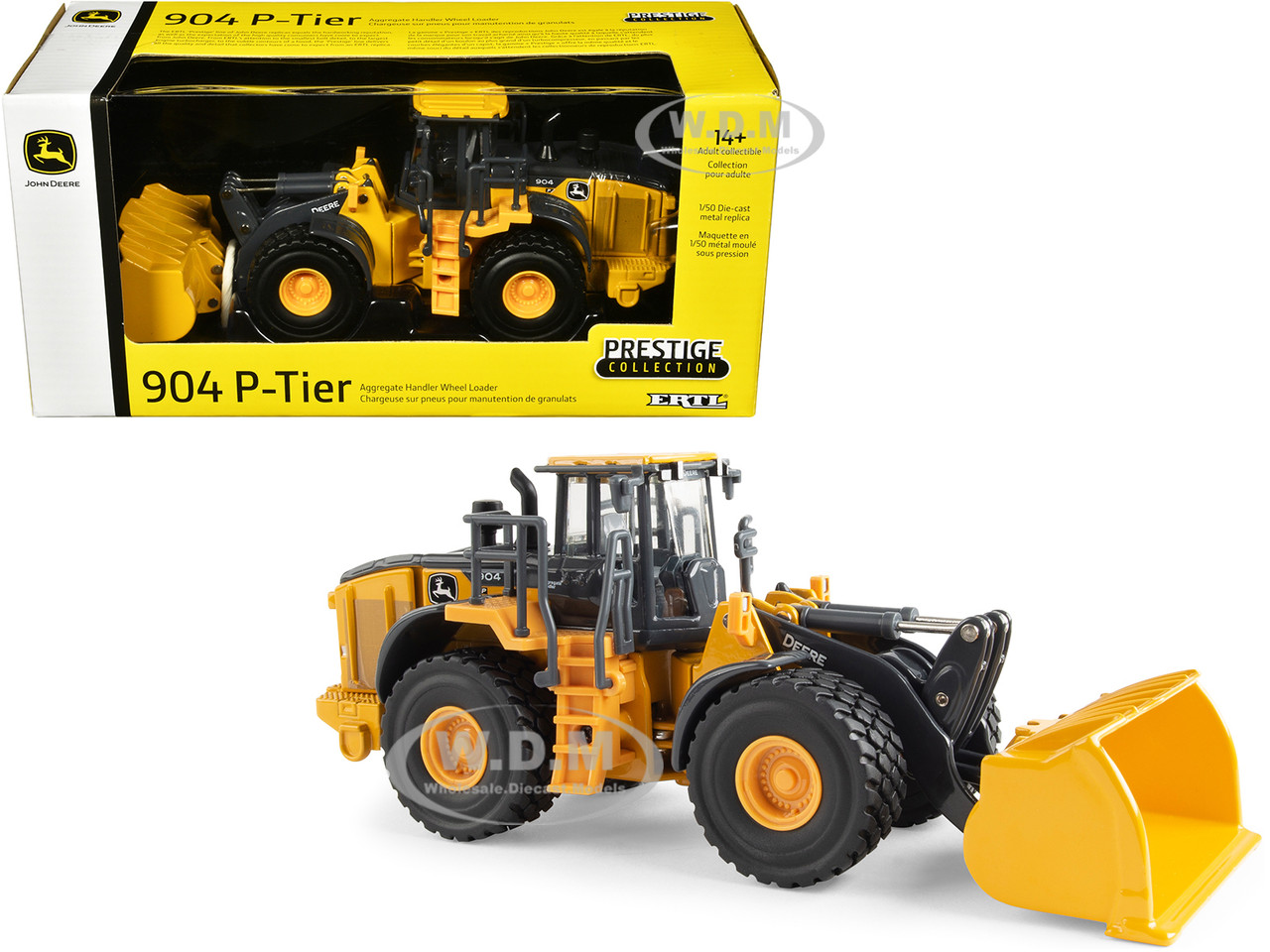 John Deere 904 P-Tier Wheel Loader Yellow and Gray "Prestige Collection" 1/50 Diecast Model by ERTL TOMY diecast model