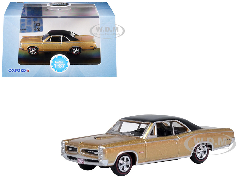 1966 Pontiac GTO Martinique Bronze Metallic with Black Top 1/87 (HO) Scale Diecast Model Car by Oxford Diecast diecast model