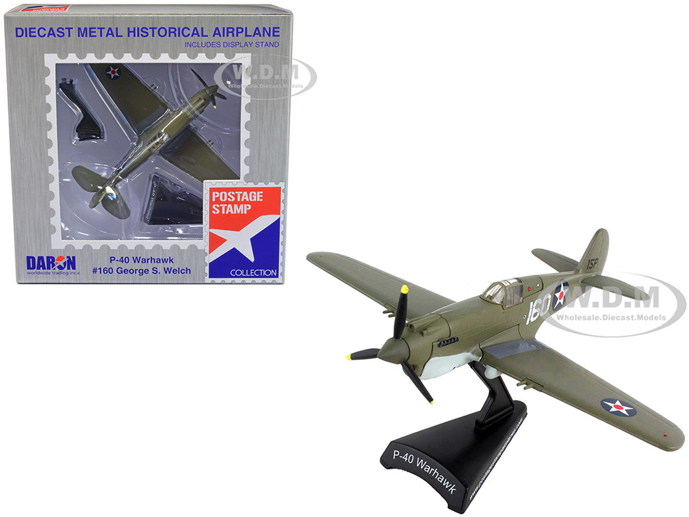 Curtiss P-40 Warhawk Fighter Aircraft #160 "Pilot George S. Welch" United States Army Air Force "Attack on Pearl Harbor" (1941) 1/90 Diecast Model Airplane by Postage Stamp diecast model