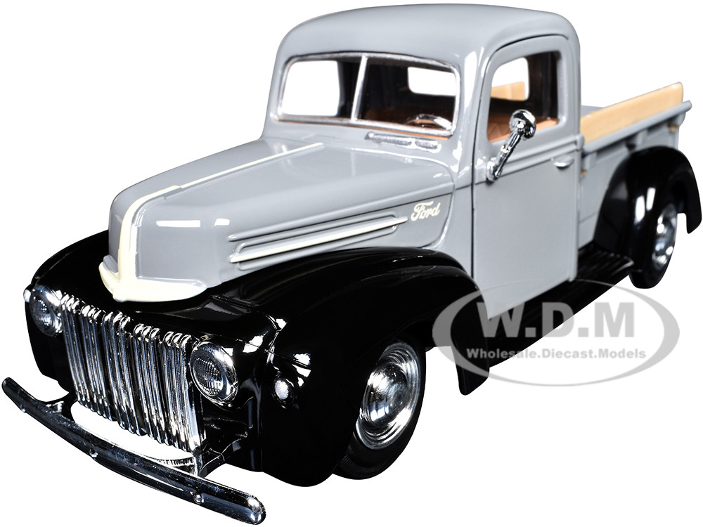 1942-47 Ford "Jailbar" Pickup Truck Gray and Black "Timeless Legends" Series 1/24 Diecast Model Car by Motormax diecast model