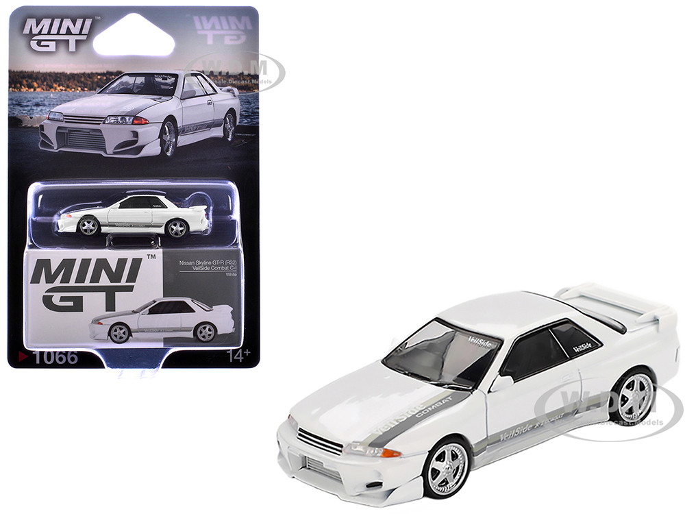 Nissan Skyline GT-R (R32) RHD (Right Hand Drive) "Veilside Combat C-I" White with Gray Stripes Limited Edition 1/64 Diecast Model Car by Mini GT diecast model