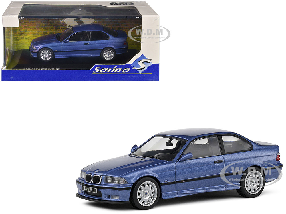 1999 BMW E36 M3 Coupe Estoril Blue Metallic 1/43 Diecast Model Car by Solido diecast model