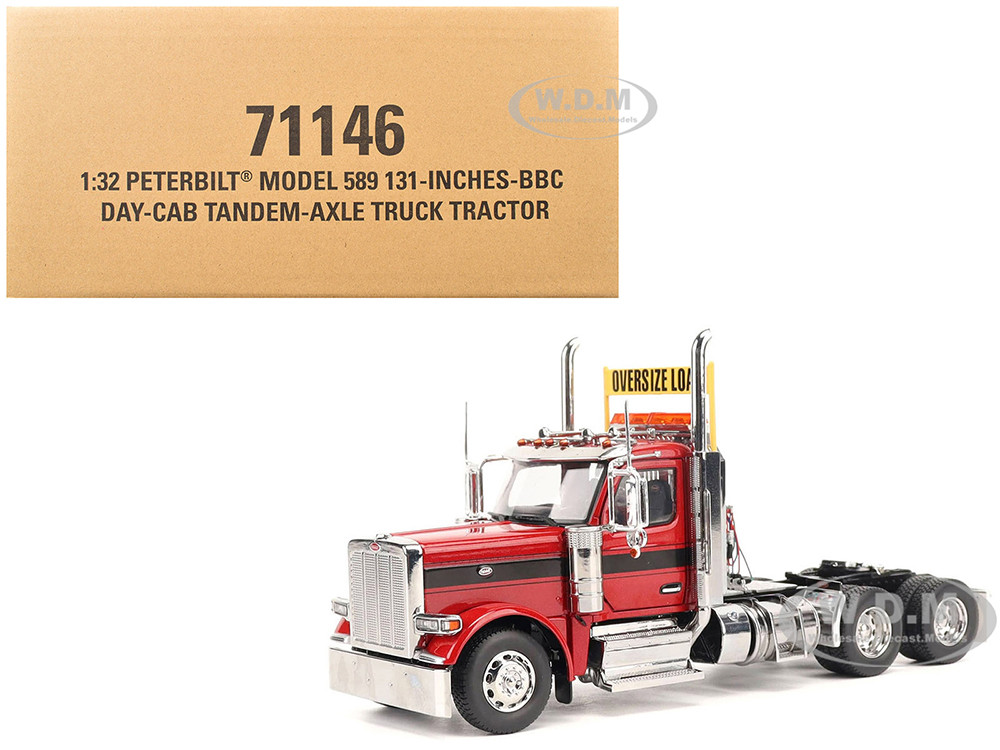 Peterbilt 589 Tandem-Axle Truck Tractor with Day Cab Legendary Red "Transport Series" 1/32 Diecast Model by Diecast Masters diecast model