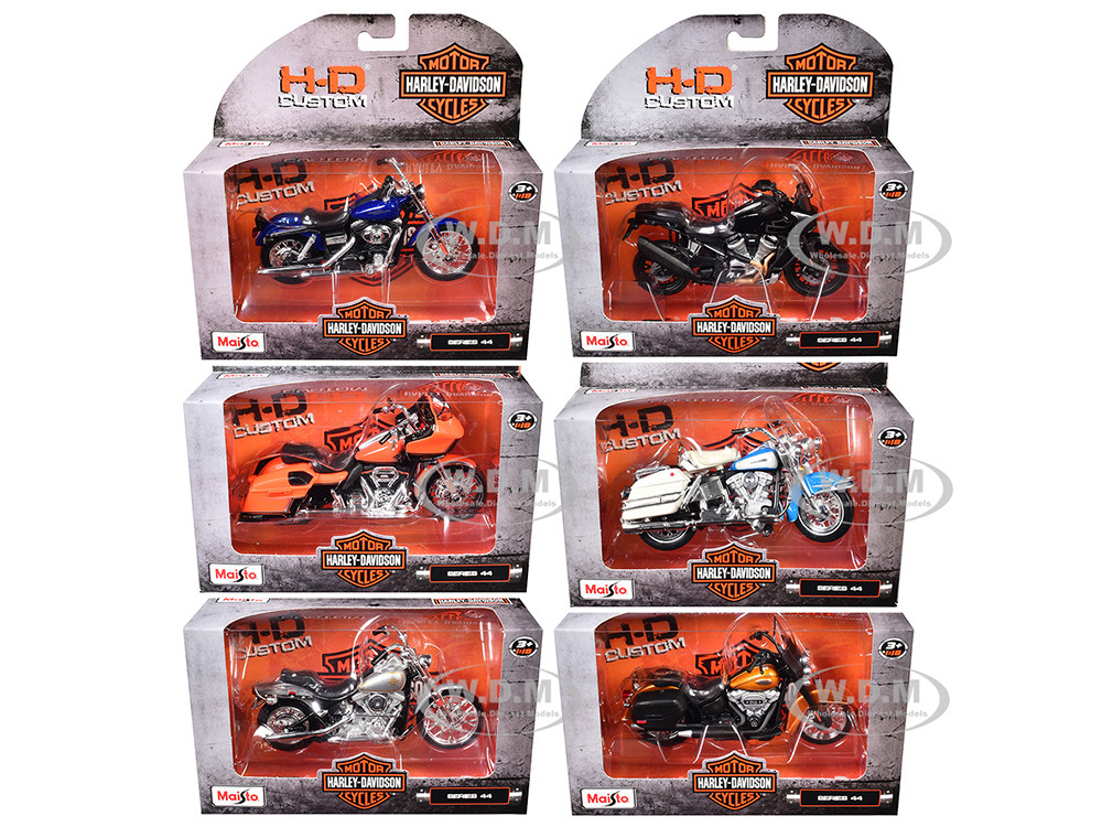 Harley-Davidson Motorcycles 6 piece Set Series 44 1/18 Diecast Models by Maisto diecast model