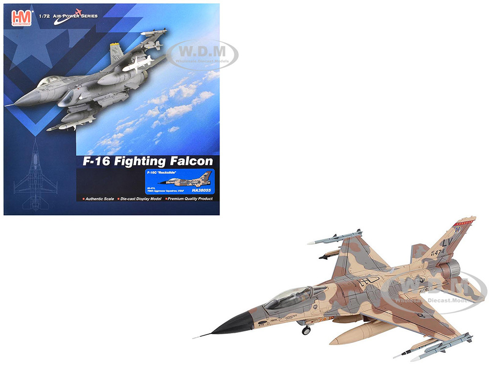 Lockheed F-16C Fighting Falcon Fighter Aircraft "85-474, Rockslide, 706th Aggressor Squadron" United States Air Force "Air Power Series" 1/72 Diecast Model by Hobby Master diecast model