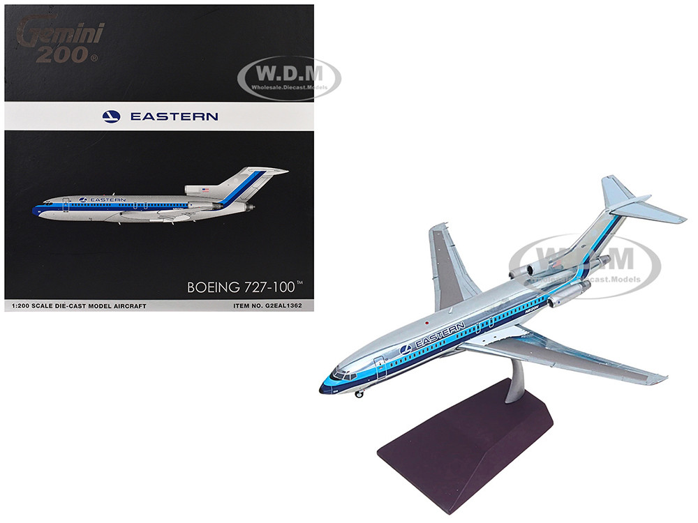 Boeing 727-100 Commercial Aircraft "Eastern Air Lines" (N8120N) Silver with Blue Stripes "Gemini 200" Series 1/200 Diecast Model Airplane by GeminiJets diecast model