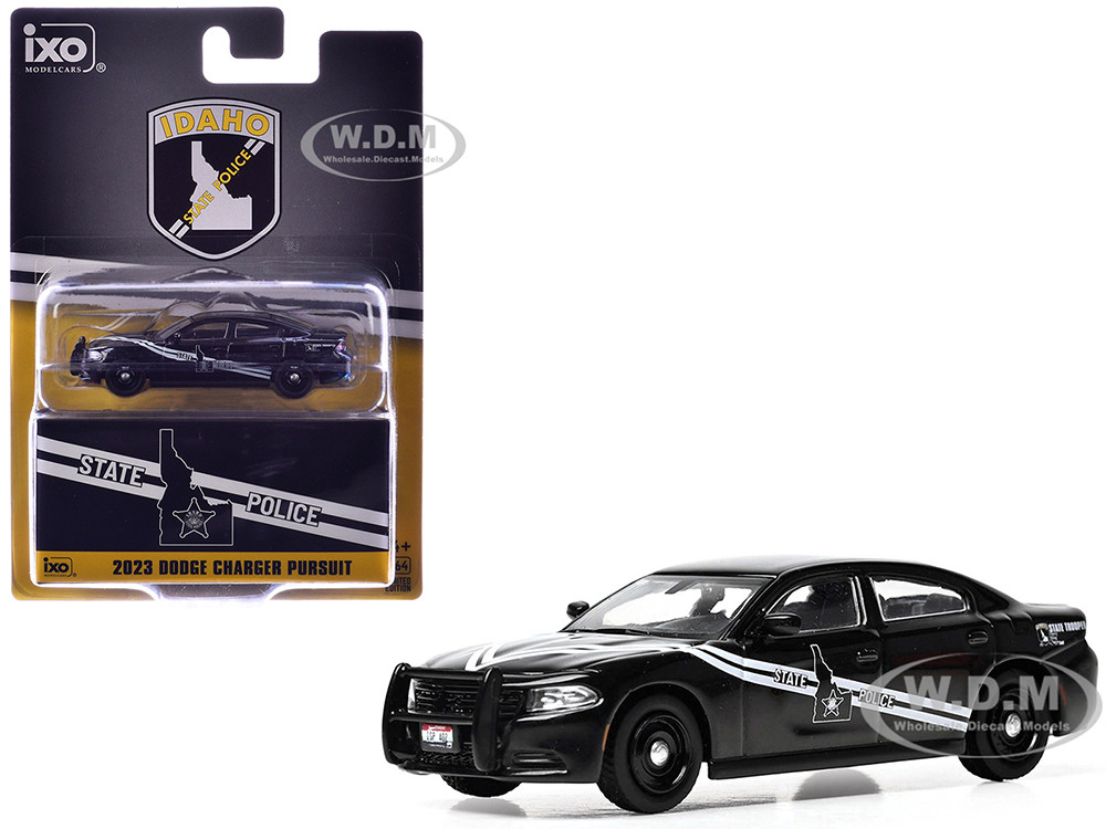 2023 Dodge Charger Pursuit "Idaho State Police" Black with White Stripes 1/64 Diecast Model by IXO Models diecast model
