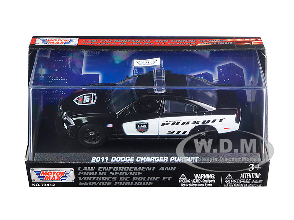 2011 Dodge Charger Pursuit Police Car In Display Showcase 1/43 Diecast Model Car by Motormax diecast model