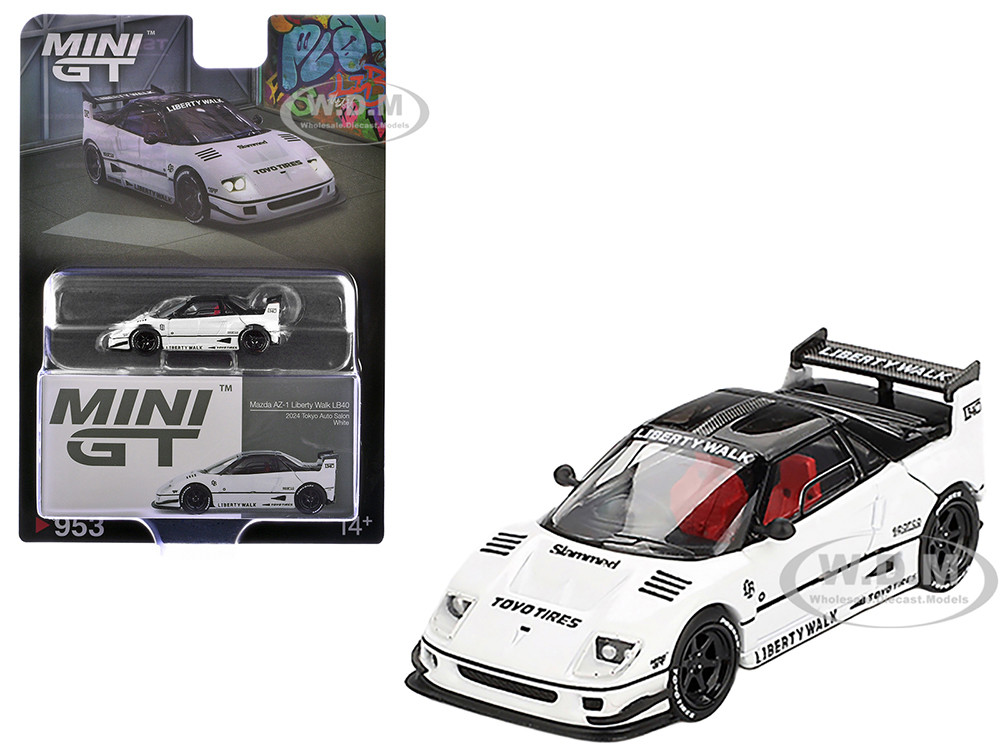 Mazda AZ-1 Liberty Walk LB40 RHD (Right Hand Drive) White with Black Top "2024 Tokyo Auto Salon" Limited Edition 1/64 Diecast Model Car by Mini GT diecast model