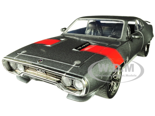 1972 Plymouth GTX 440 Metallic Gray with Red Stripe "Bigtime Muscle" 1/24 Diecast Model Car by Jada diecast model
