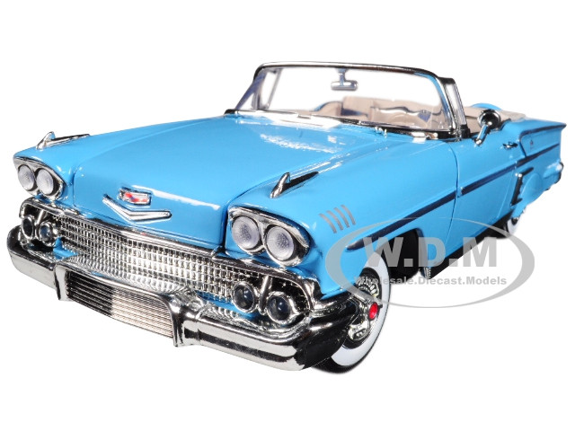 1958 Chevrolet Impala Convertible Light Blue "Timeless Classics" 1/18 Diecast Model Car by Motormax diecast model