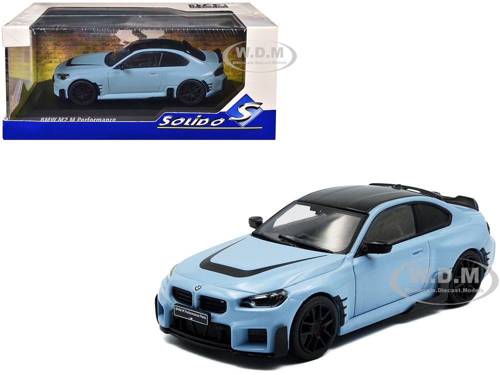 2023 BMW M2 M Performance Zandvoort Blue with Black Top 1/43 Diecast Model Car by Solido diecast model