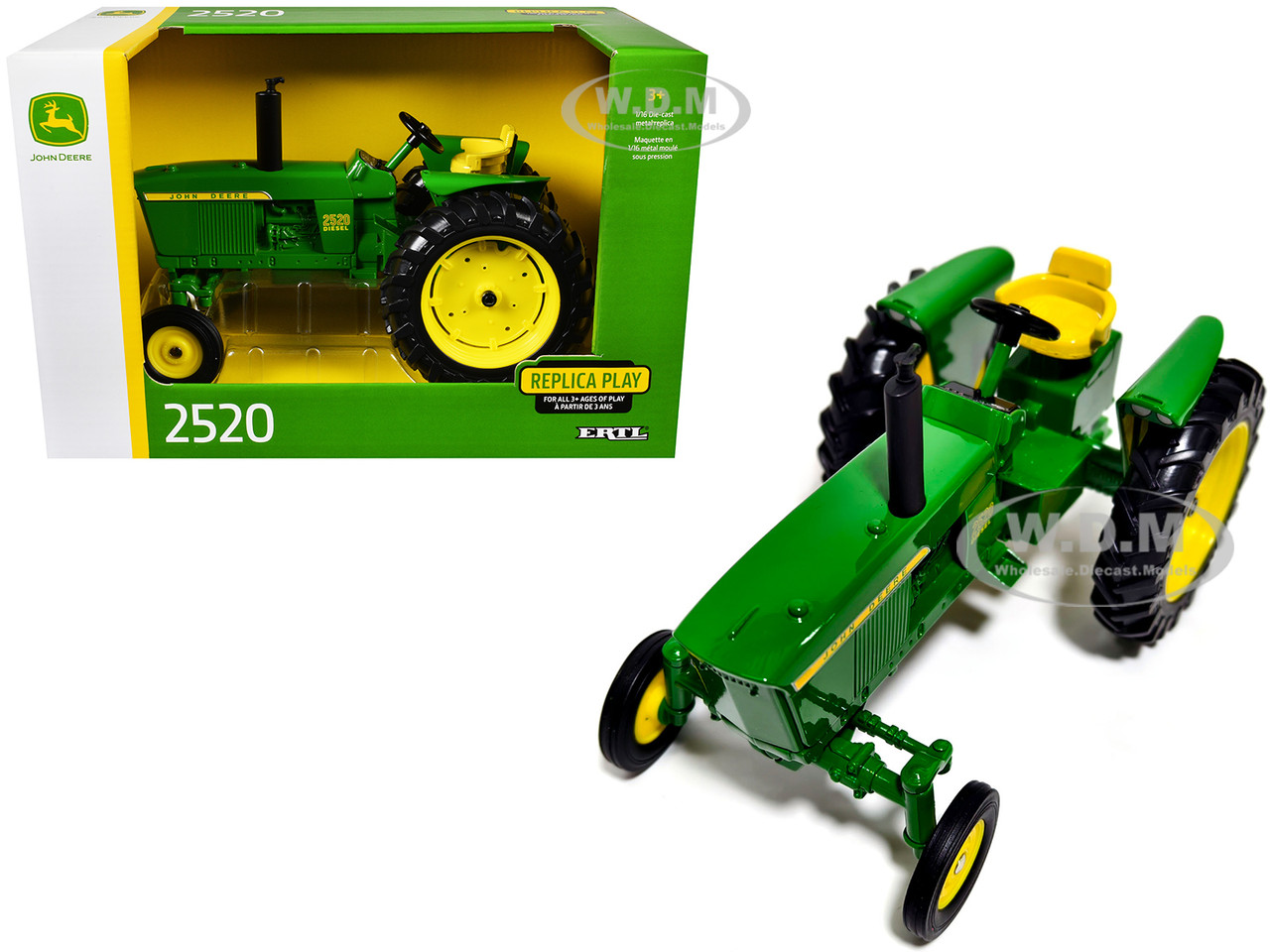 John Deere 2520 Diesel Tractor Green with Yellow Stripes "Replica Play" Series 1/16 Diecast Model by ERTL TOMY diecast model
