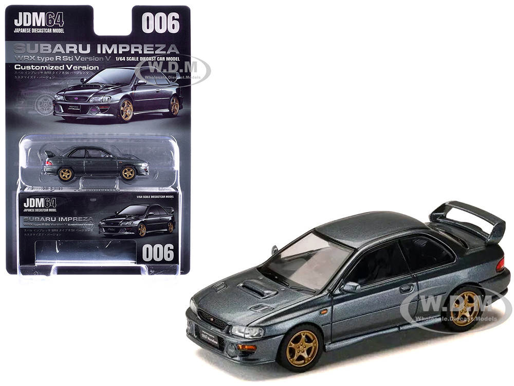 Subaru Impreza WRX Type R Sti Version V RHD (Right Hand Drive) Cool Gray Metallic "JDM64" Series 1/64 Diecast Model Car by Hobby Japan diecast model