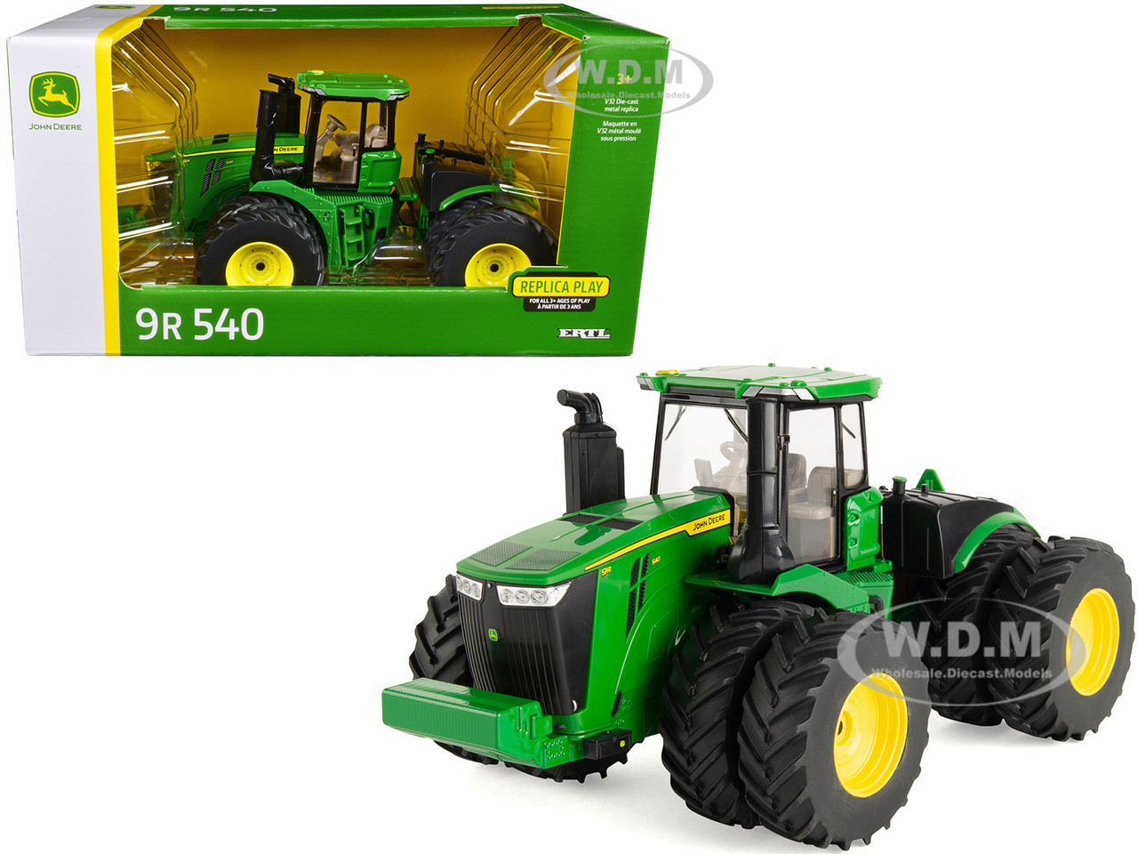 John Deere 9R 540 Tractor with Dual Wheels Green "Replica Play" Series 1/32 Diecast Model by ERTL TOMY diecast model