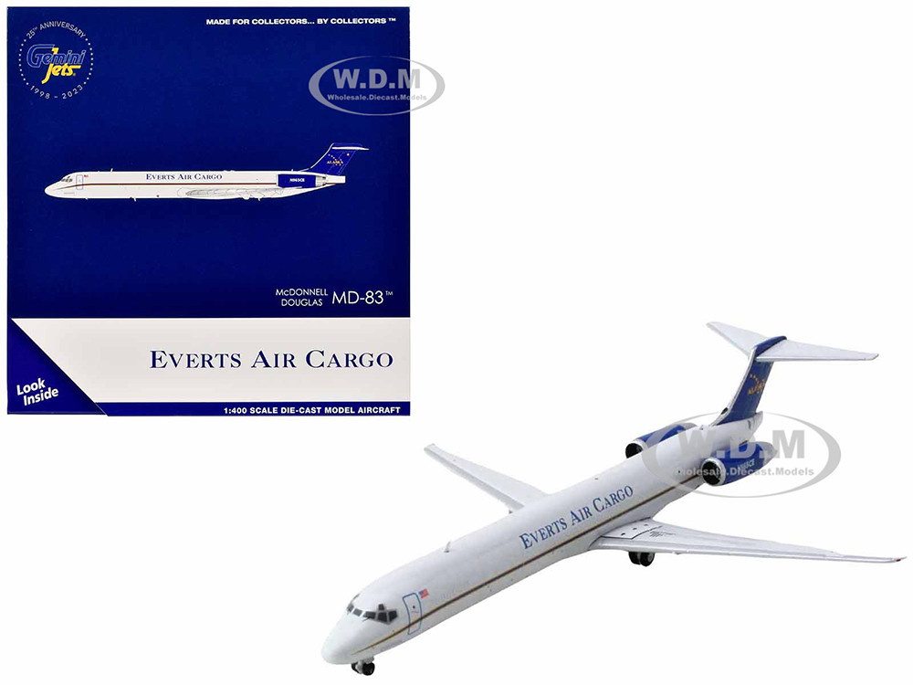 McDonnell Douglas MD-83 Commercial Aircraft "Everts Air Cargo" (N965CE) White with Blue Tail 1/400 Diecast Model Airplane by GeminiJets diecast model