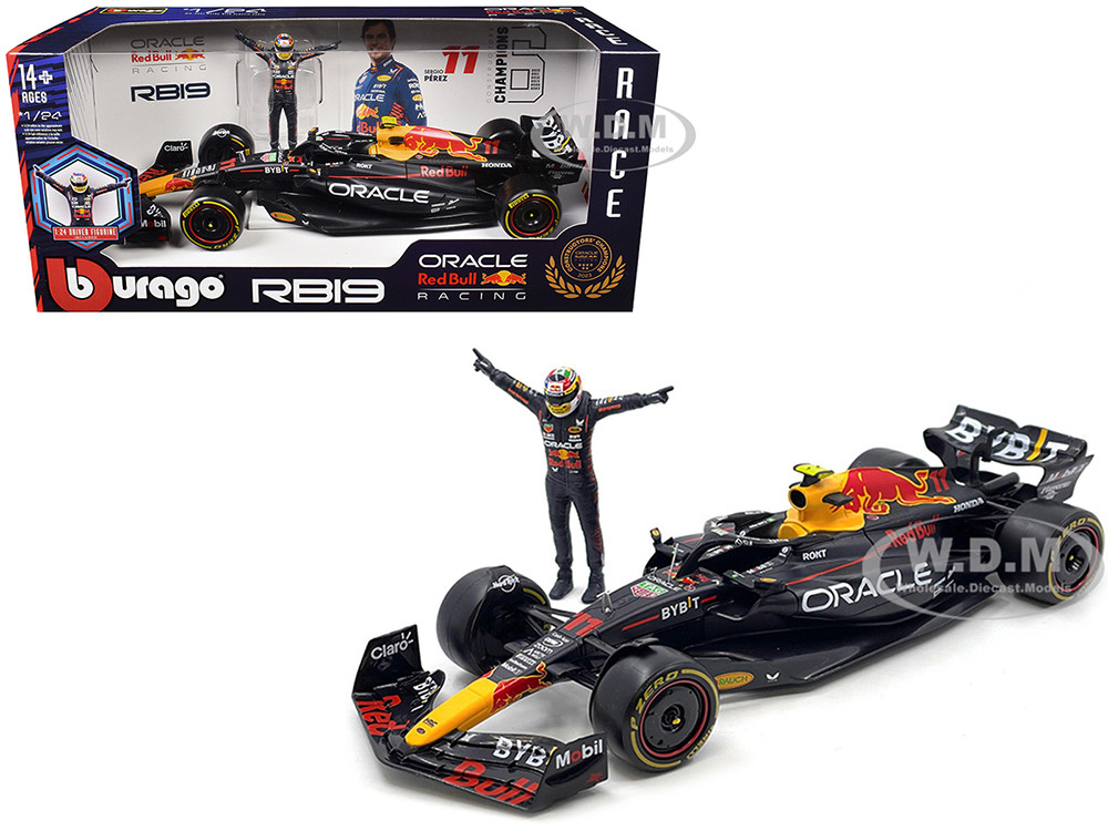 Red Bull Racing RB19 #11 Sergio Perez "Oracle" Formula One F1 Championship "Constructor Champions" (2023) with Driver Figure 1/24 Diecast Model Car by Bburago diecast model